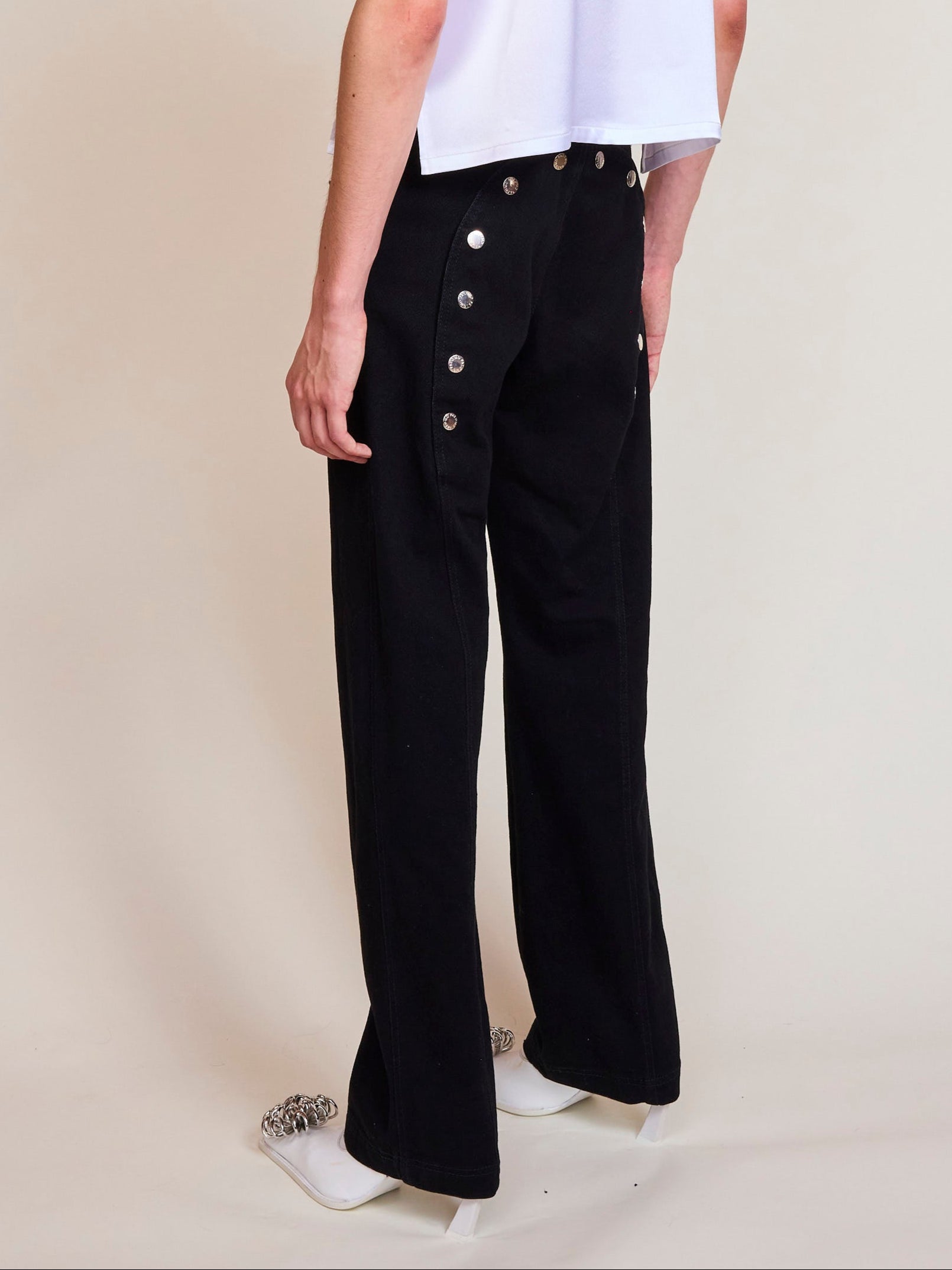 Ass-Air Straight Black Denim Trousers