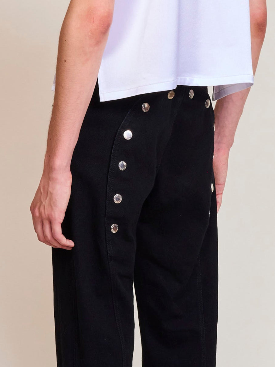 Ass-Air Straight Black Denim Trousers