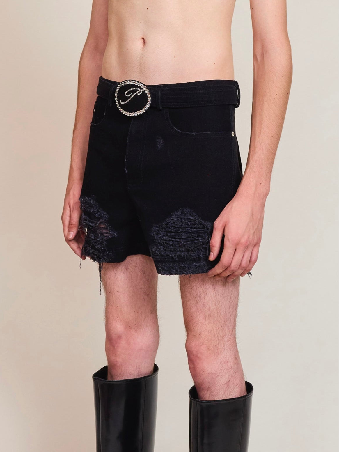 Ass-Air Black Denim Shorts