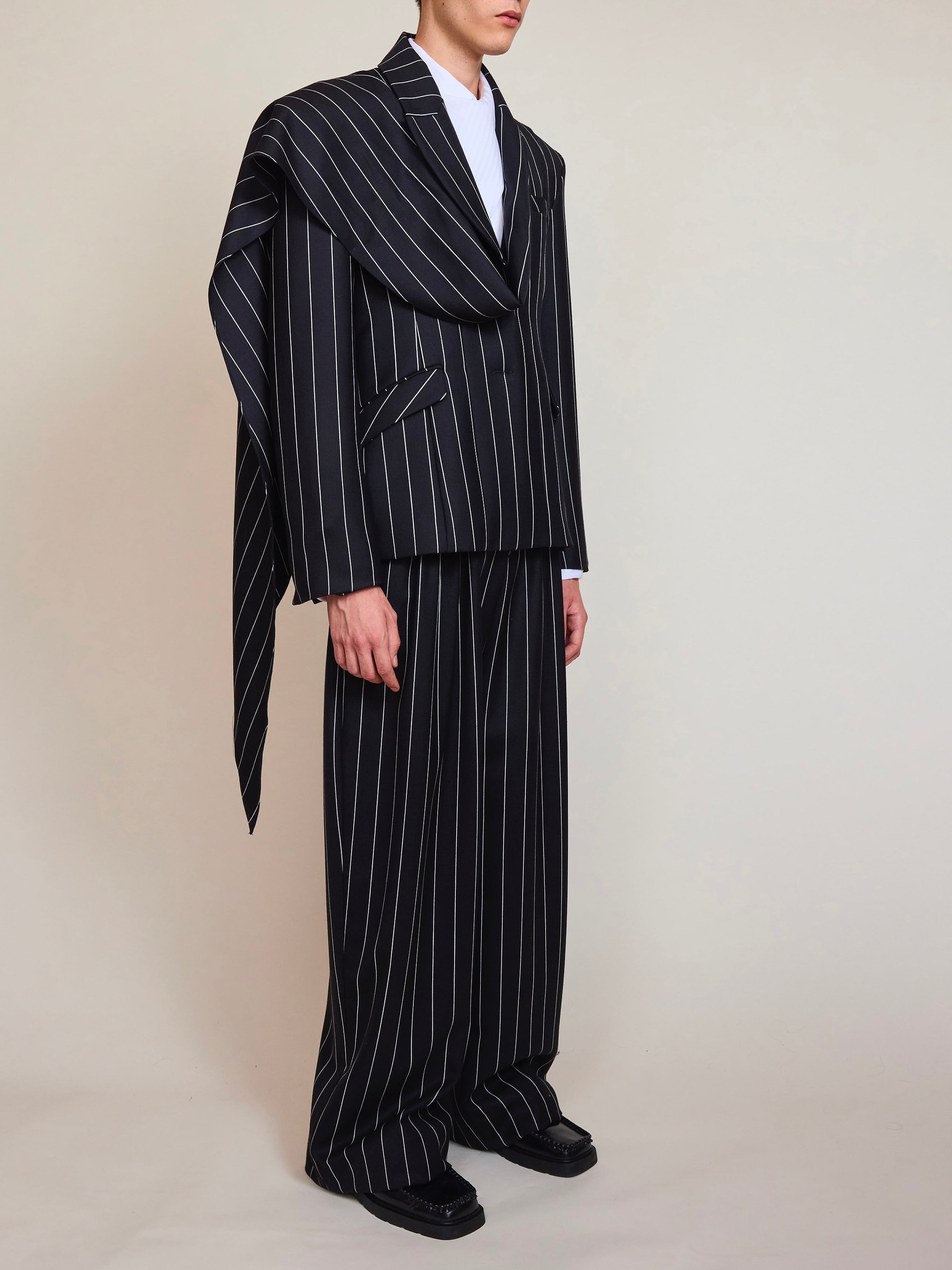 Shawl Tailored Pinstripes Jacket