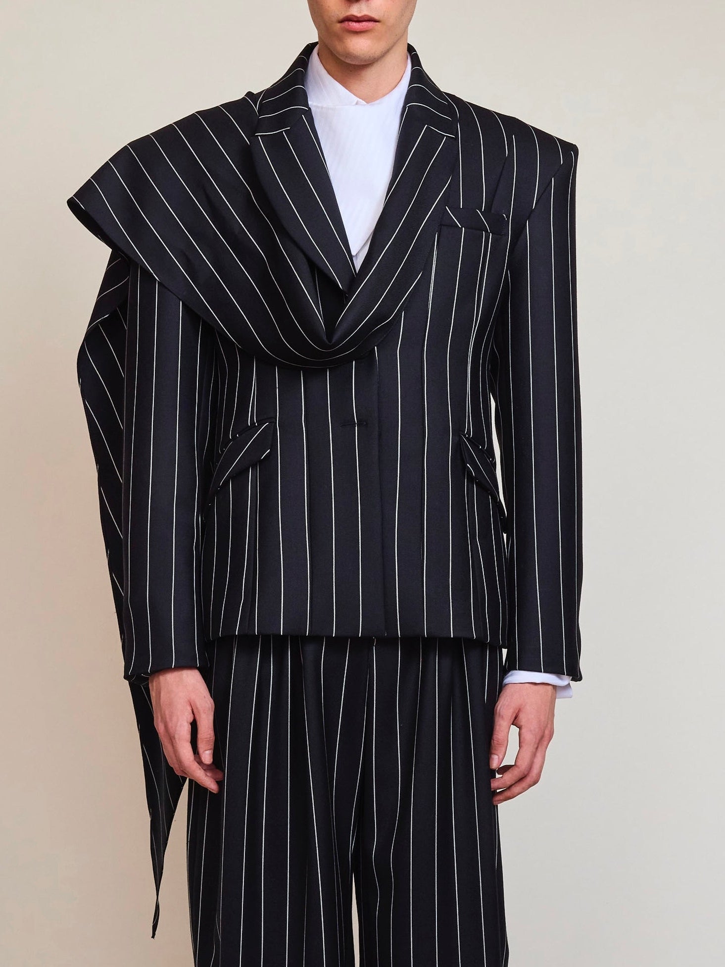 Shawl Tailored Pinstripes Jacket