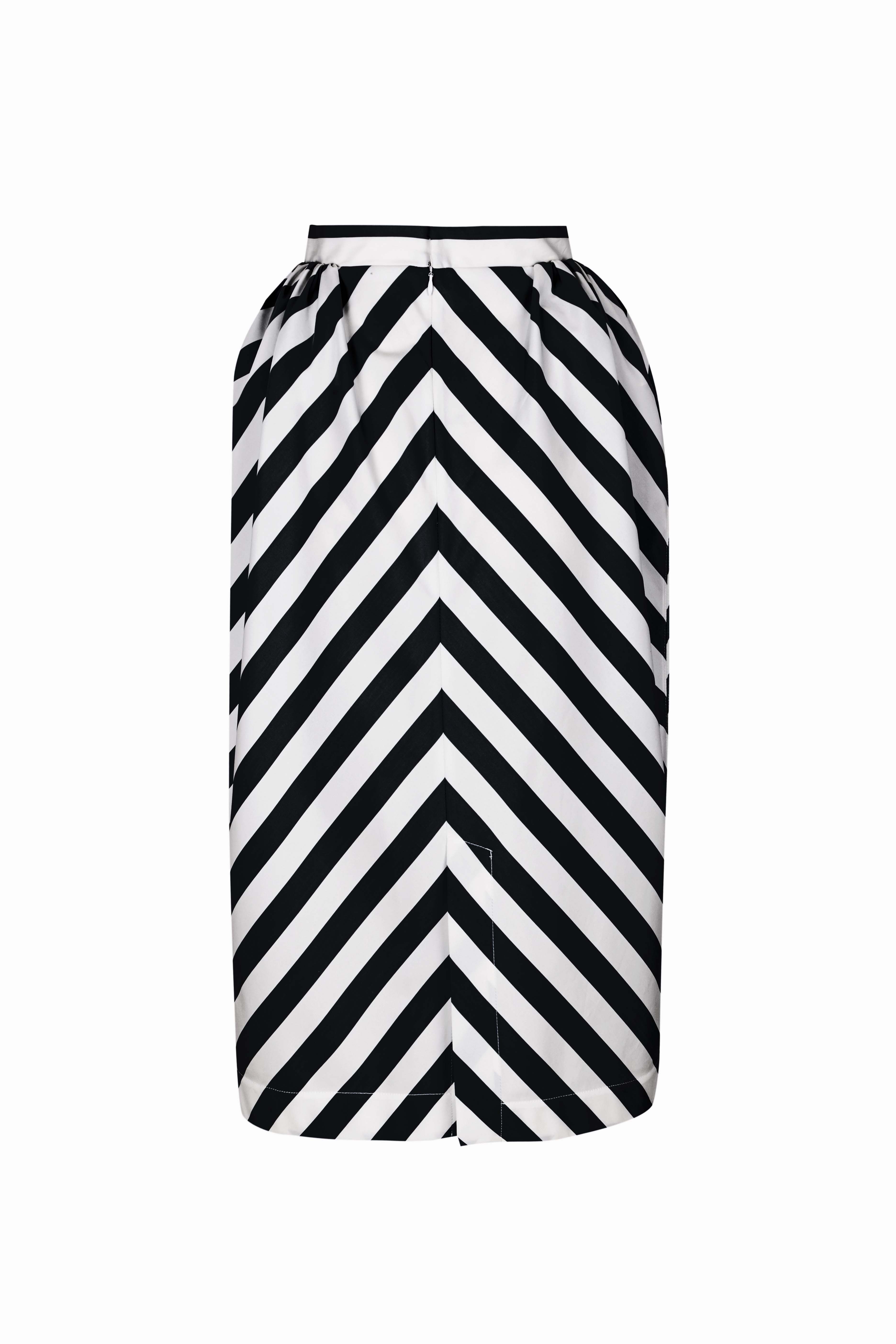 Structured B&W Stripes Skirt