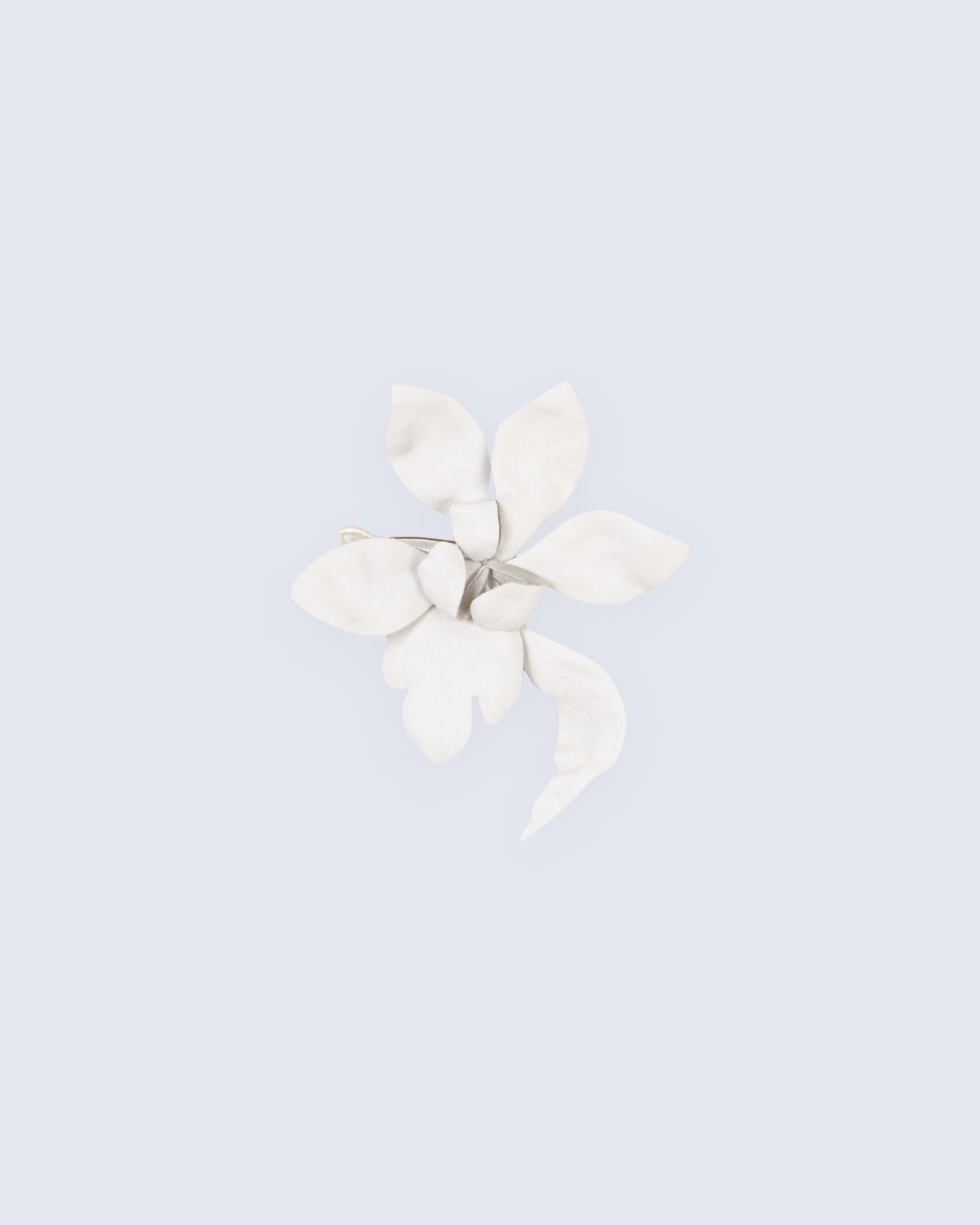 White Leather Orchid Brooch
