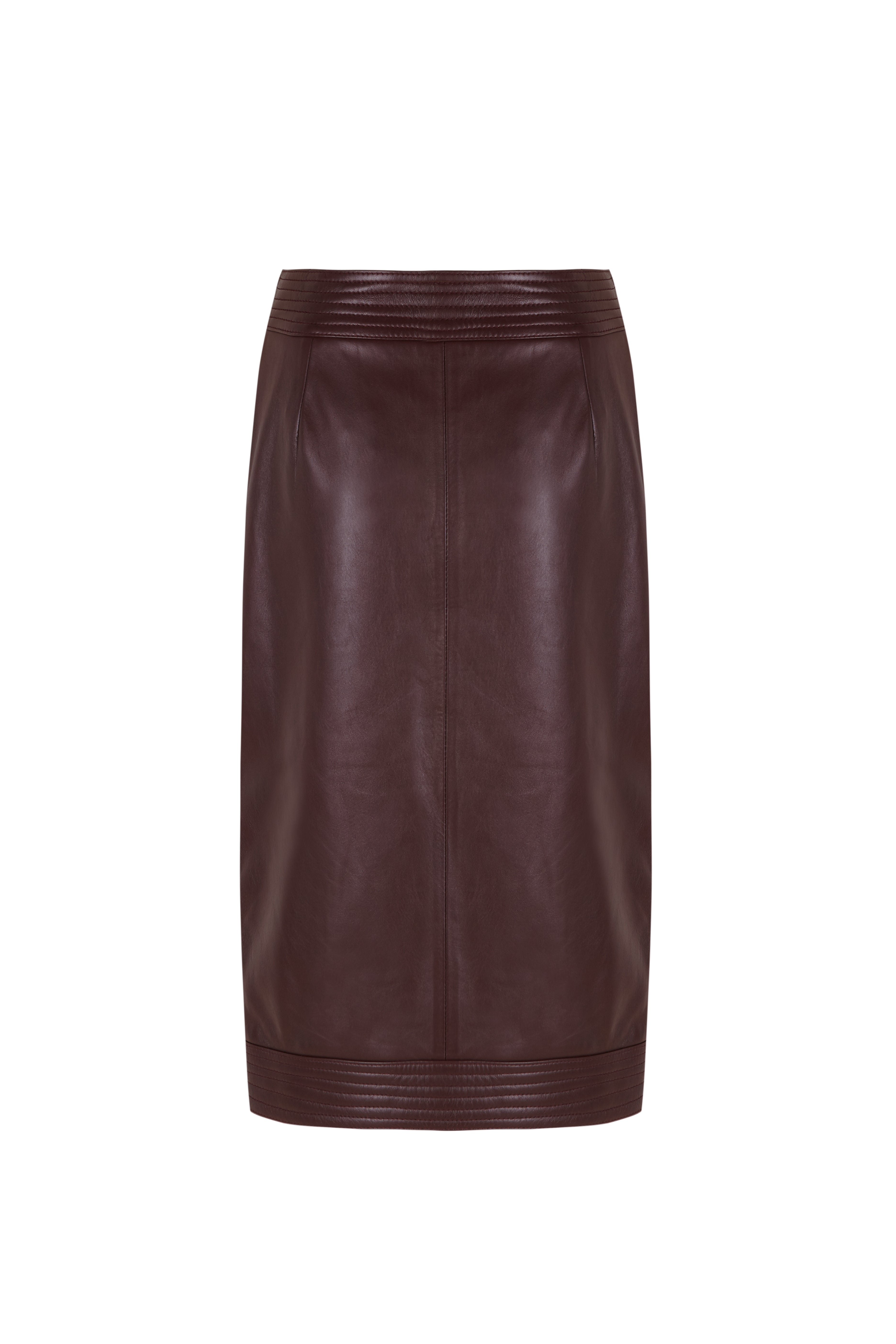 Wine Leather Skirt