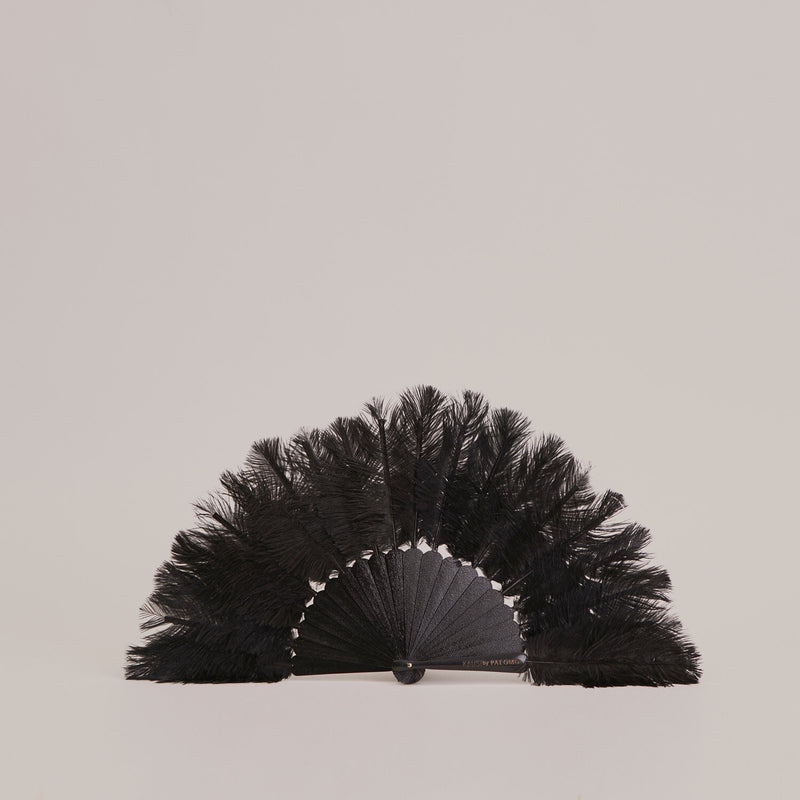 Ostrich Feather Black Fan