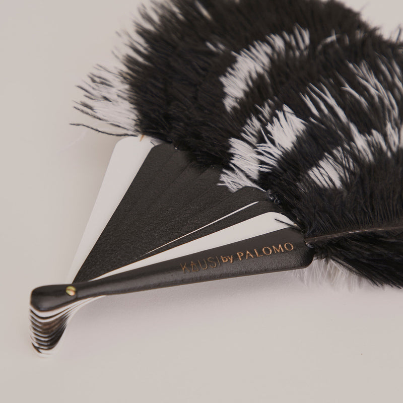 Ostrich Feather Black and White Fan
