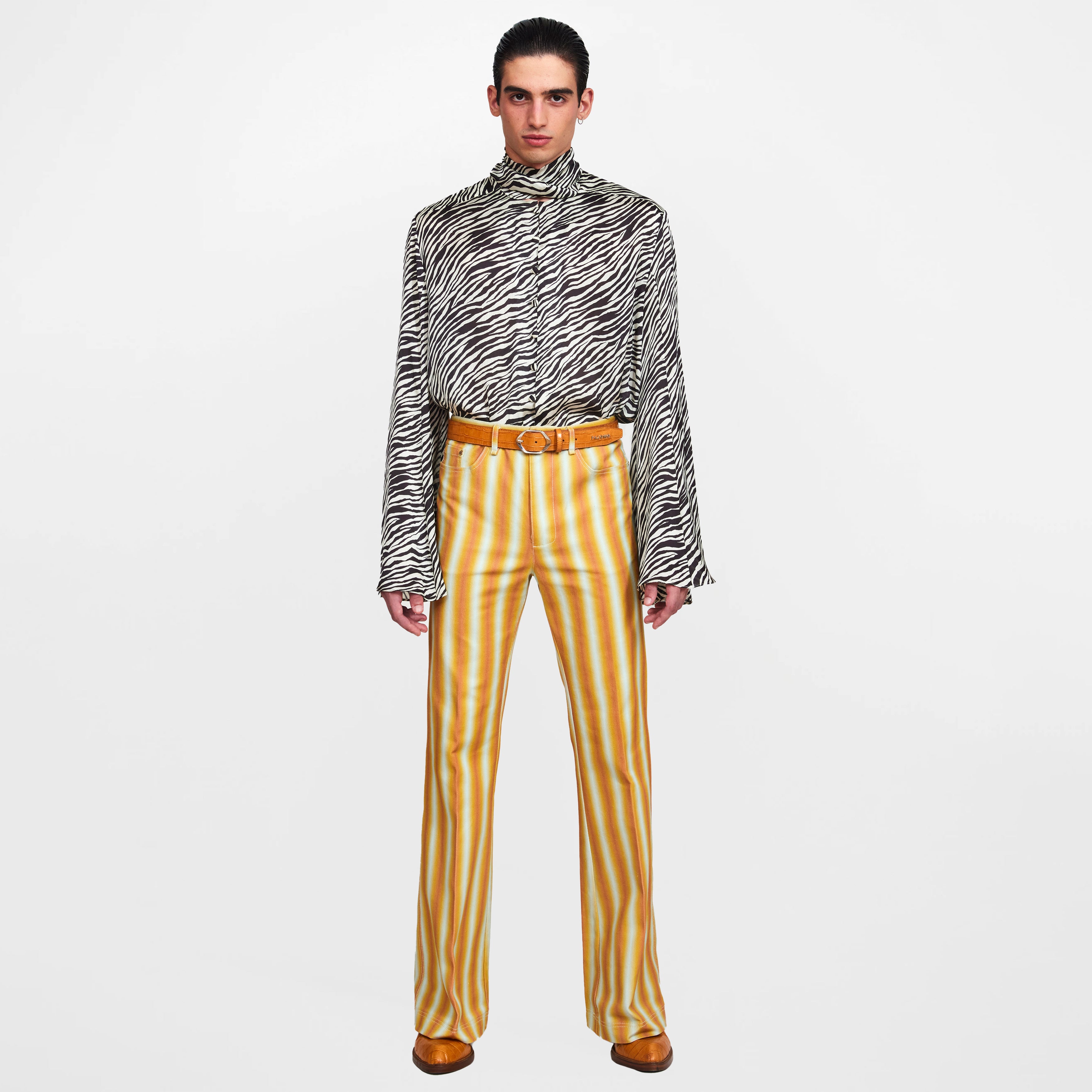 Faded Orange Striped Mick Trousers