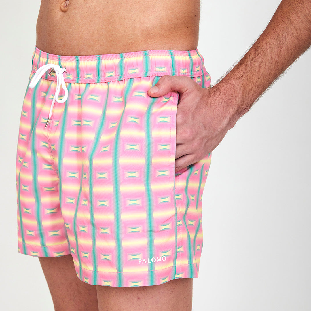 Trippy Floral Pink Swim Boxers