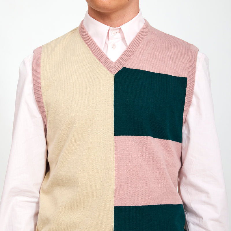 Beige Multicolor Knit Vest