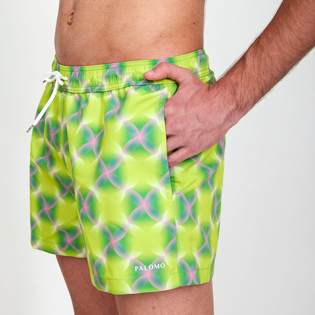 Trippy Floral Green Swim Boxers